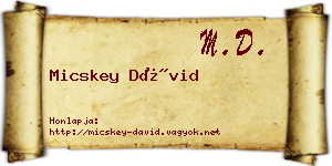 Micskey Dávid névjegykártya